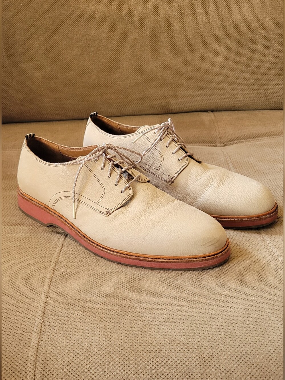 Cole Haan Light Beige Tie On Loafers  Size 13.